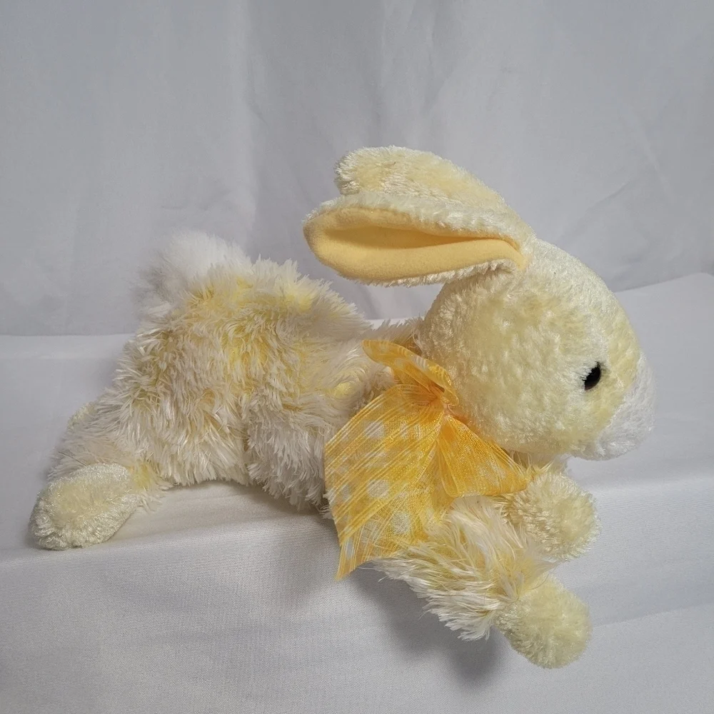 Yellow Bunny Rabbit Plush Animal Toy With Yellow Plaid Bow Laying Walmart 13